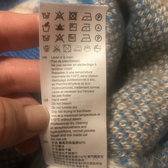 SANDRO Poesa Plaid Crew Neck Sweater in Ciel - Picture 10 of 12